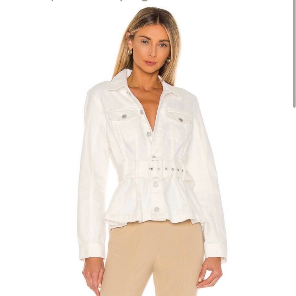 Blank NYC Revolve white belted denim jacket Head in clouds